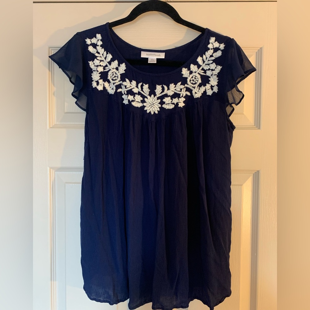 Motherhood Navy Top Large EUC